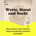 Die Umrisse eines Kopf, darin ein Kompass und die Beschriftung Werte, Moral und Sucht